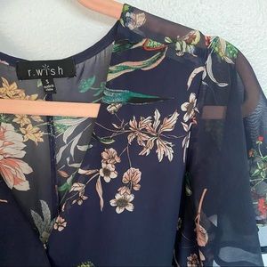 Floral Navy Midi Tie Dress - Size Small / Medium